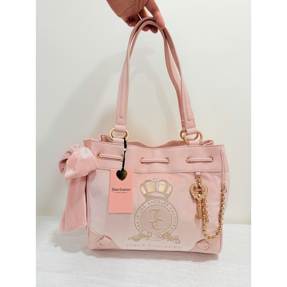 New Juicy Couture Classic Juicy Lovers Light Pink Coquette Daydreamer Tote Y2K
